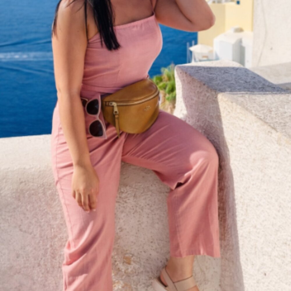 ASOS dusty pink jumpsuit with belt